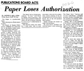Paper Loses Authorization